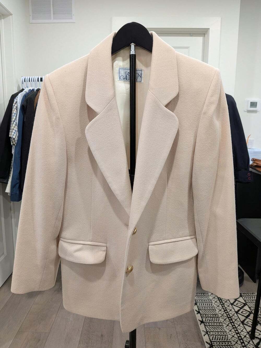 Vintage Fashion Gallery Wool Blazer Size 10 Cream Made in Canada